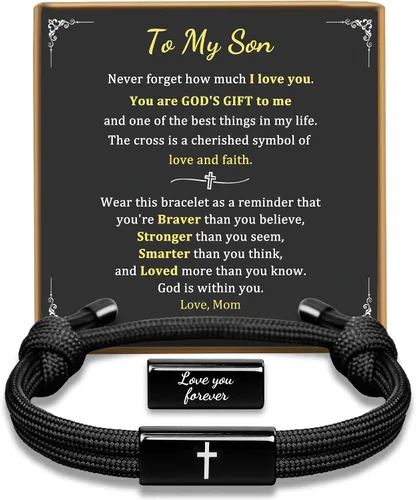 Miniatura 14 de PEALICIOUS Pulsera de cruz para hombre como regalo de San Valentín, fútbol, béisbol, Joshua 1 9, pulsera de cruz de baloncesto filipenses 4:13