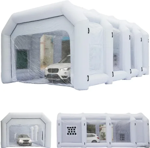 Miniatura 8 de Xmaybang Cabina de pulverización inflable de 30 x 20 x 13 pies, cabina de pintura automática portátil con sistema de filtración, adecuada para SUV