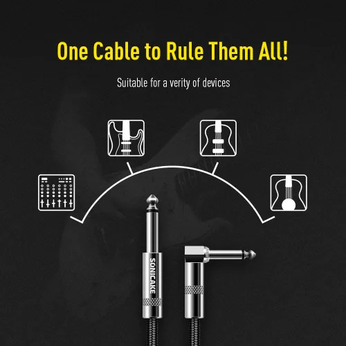 Miniatura 3 de SONICAKE Cable de guitarra de 10 pies para guitarra, bajo, guitarra eléctrica, instrumento de mandolina eléctrica, amplificador de audio, ángulo