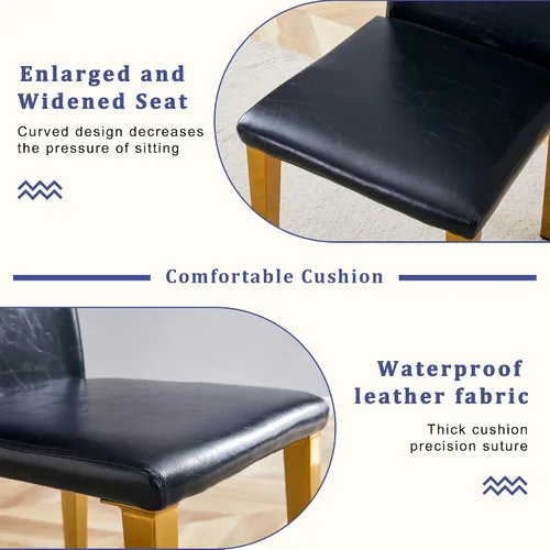 Miniatura 7 de YUNDREAM - Juego de mesa de comedor moderna de mármol para 4, mesa de comedor de oro negro de 63 pulgadas con marco cromado en forma de X y sillas