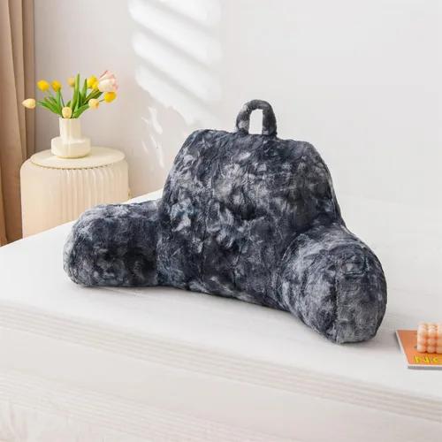 Miniatura 13 de A Nice Night Almohada de lectura de piel sintética con cuña para adultos y niños, respaldo con brazos para sentarse en la cama/sofá para reposo