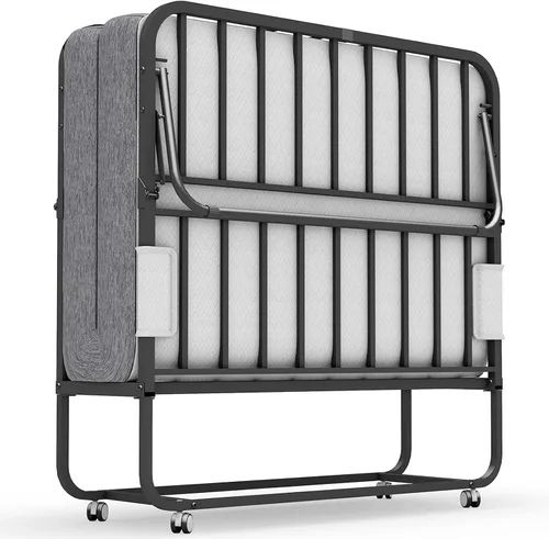 Miniatura 7 de Espsilto Cama plegable de 75 x 46 pulgadas con colchón para adultos, cama enrollable de gran tamaño para invitados, colchón plegable portátil