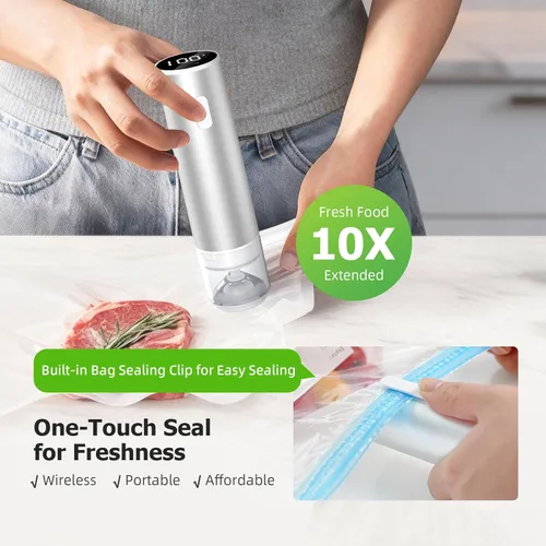 Miniatura 9 de INKBIRD Sellador al vacío compacto para alimentos, sellador al vacío de mano recargable con tanque de almacenamiento de líquidos para conservación 8