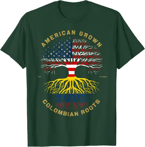 Miniatura 89 de Camiseta de regalo con la bandera de Estados Unidos con árbol de raíces colombianas