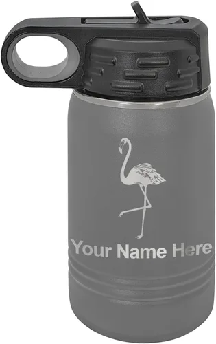 Miniatura 71 de LaserGram Botella de agua personalizada, flamenco, acero inoxidable de doble pared aislada al vacío con popote superior, regalo grabado