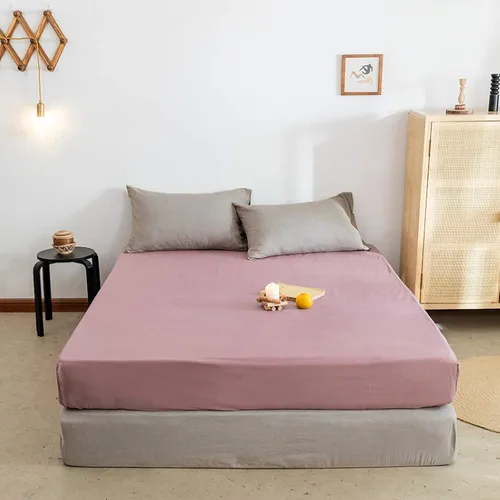 Miniatura 9 de FCLDESHOP Sábana bajera ajustable de algodón suave de color liso, protector de colchón antideslizante para habitación de huéspedes de hotel