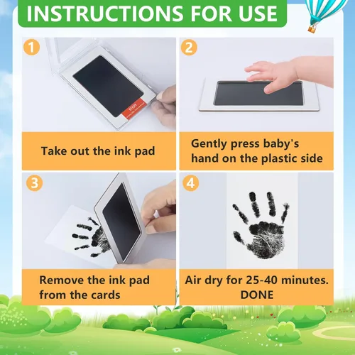 Miniatura 3 de Jazb Paquete de 6 kits de huellas y manos sin tinta para bebés recién nacidos, kit de huellas de huellas de tinta para perros, kit de impresión