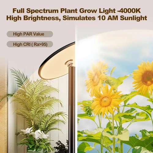 Miniatura 9 de Luz de crecimiento alto de espectro completo de 40 W, luz de planta de pie ajustable de 85 pulgadas para plantas de interior, regulable de 10