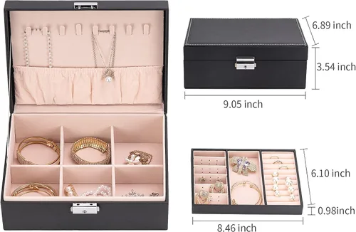 Miniatura 7 de Joyero de terciopelo de viaje con espejo, mini estuche de regalo para mujeres y niñas, pequeñas cajas organizadoras portátiles para anillos, aretes