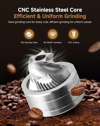 Miniatura 3 de Molinillo de café manual, molinillo de café de mano con 30 ajustes ajustables, fresas cónicas de espresso de acero inoxidable CNC 420, diseño