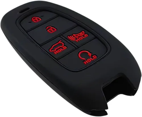 Miniatura 5 de REPROTECTING Funda de goma de silicona para llavero compatible con (5 botones) 2019-2023 Hyundai Sonata Sanata Fe Tucson Palisade (negro negro)