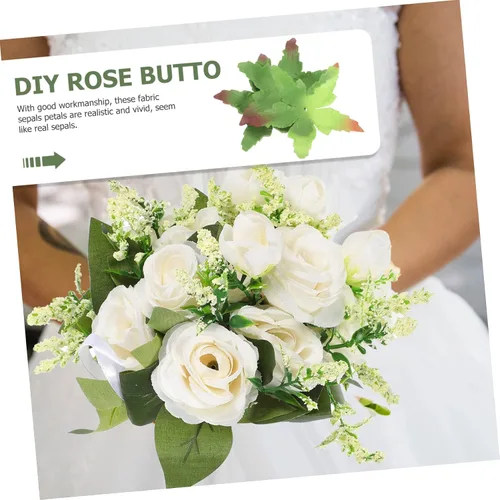Miniatura 6 de EXCEART 50 sépalos de tela de cálices de rosas artificiales para manualidades, accesorios florales hechos a mano para ramos de boda, ramilletes