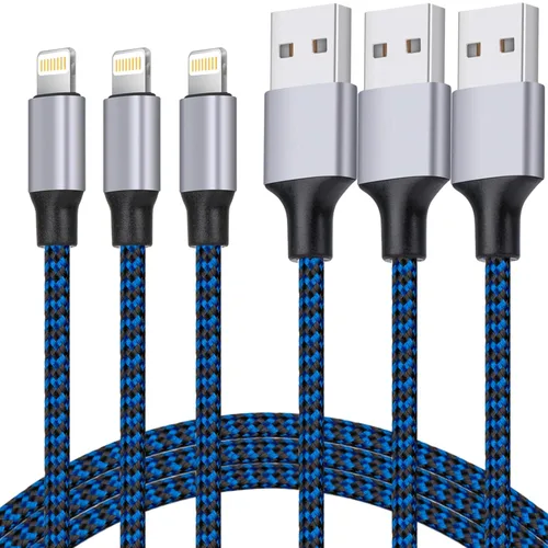 Miniatura 4 de TAKAGI Cable Lightning de nailon trenzado de 6 pies para iPhone con certificación MFi, cable de carga USB de alta velocidad compatible con iPhone