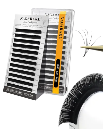 Miniatura 20 de NAGARAKU Easy Fan Extensiones de Pestañas Volumen Lash 0.07 Rizo D 8-15mm Bandeja Mixta Floración Rápida Visón Sintético en Racimo Para Ventilador