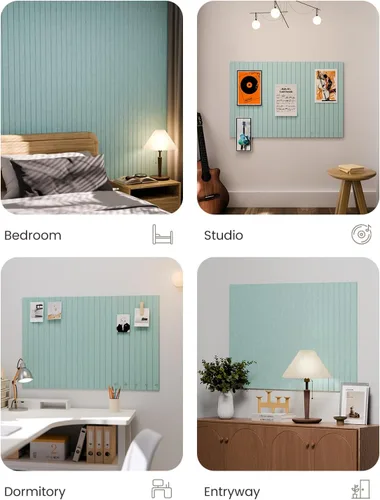 Miniatura 6 de Tablero de anuncios de fieltro grande de 36 x 24 pulgadas, alternativa al tablero de corcho – Paquete de 6 con 40 pestañas adhesivas extraíbles