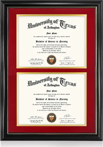 Miniatura 44 de GraduationMall Marco de diploma de certificado de 8.5 x 11, madera maciza y vidrio templado, acabado negro con ribete dorado