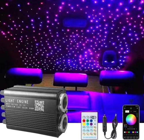 Twinkle Starlight Headliner Light,32W 1000pcs 13.1ft LED Star - Kit de luz de fibra óptica para techo con aplicación/control remoto para