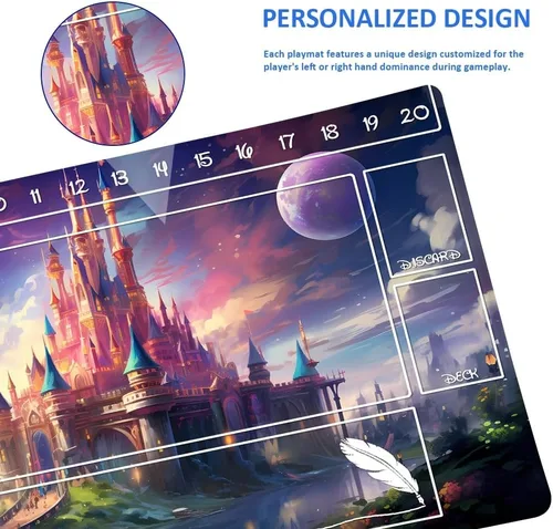 Miniatura 4 de Alfombrillas de juego compatibles con Lorcana tamaño 24 x 14 pulgadas, tapete de juego TCG de goma antideslizante con Zones y bolsa