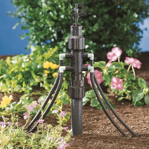 Miniatura 2 de Paquete de 2 adaptadores de arbustos Orbit 67060 para sistema de goteo de 4 puertos para tubo de 1/4 pulgadas, riego eficiente de jardín