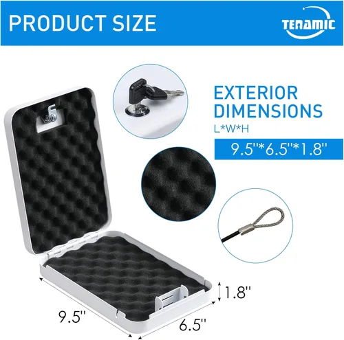 Miniatura 2 de Tenamic Caja de seguridad para pistolas, caja de seguridad portátil para viajes, caja de seguridad de acero sólido para armas en el hogar, cajas