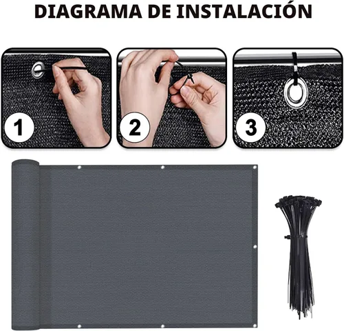 Miniatura 2 de Love Story Cubierta de valla de privacidad para balcón, 3 x 10 pies, gris oscuro, protección UV, resistente a la intemperie, altura de 3 pies