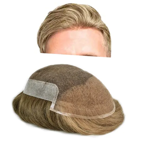 Miniatura 61 de Toupee Hairpiece for Men Real Human Hair Replacement Systems for Men Swiss Lace Front Bleached Knot Natural Hairline Hair Pieces for Men6*8''-100%