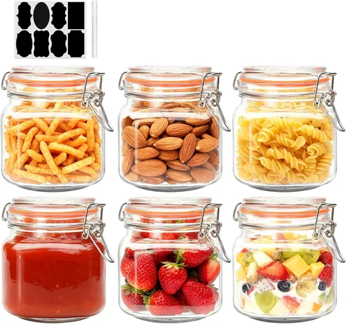 Miniatura 13 de Tarros Mason de boca ancha de 32 onzas con tapas herméticas con bisagras, tarro de vidrio grande con tapa para decapado, fermentación, enlatado