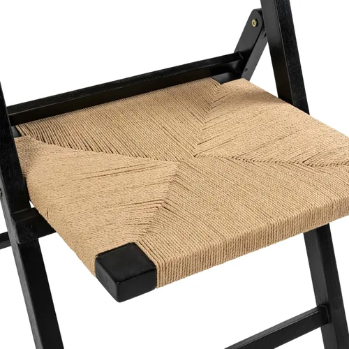 Miniatura 5 de JONATHAN Y Kiawah FLD1002C-SET2 - Juego de 2 sillas plegables de madera de teca negra tejida para comedor, asiento portátil sin brazos costero que