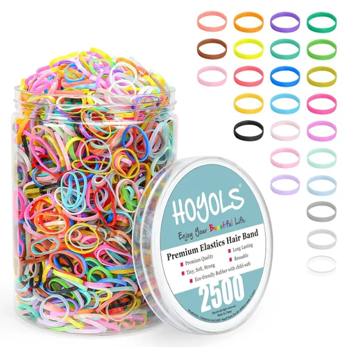 HOYOLS 2500 bandas elásticas coloridas para el cabello, accesorios para ligas pequeñas para el cabello, sin tirones, sin daños, soporte elástico