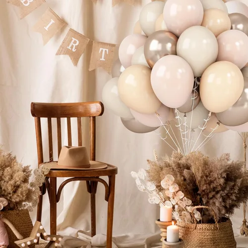 Miniatura 7 de Globos Beige Neutro Dorado Rosado 50 unidades de 12 pulgadas, globos de látex dorado champagne rosado, globos de helio blanco arena, nude, apricot