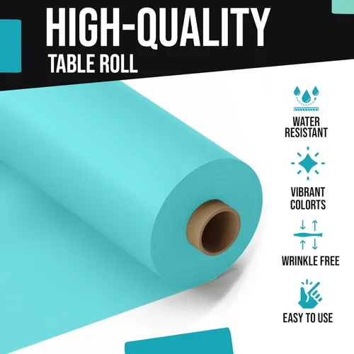 Miniatura 4 de Exquisito rollo de mantel de mesa de plástico aqua de Party Solids 4 piezas 40" X 300' Rollo de mantel de mesa de plástico - Rollos de mantel