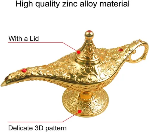 Miniatura 2 de Lámpara clásica de Aladino de leyenda vintage, luz mágica de los deseos, coleccionable, rara, clásica, árabe, accesorios de disfraces, lámpara