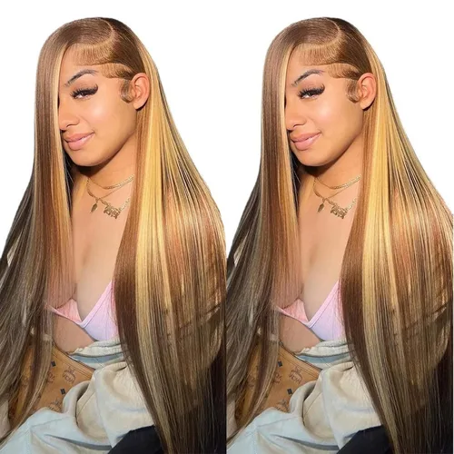 Miniatura 6 de Cypha 1B/27 Ombre Lace Front Wig Human Hair Straight 13x6 HD Lace Frontal Wigs Human Hair Pre Plucked 180% Density Highlight Lace Front Colored Wig