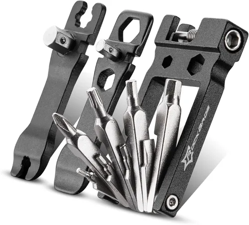 Miniatura 11 de ROCKBROS Kit de herramientas para bicicleta 16 en 1 – Multifunción – Herramienta portátil y plegable para ciclismo con llave Allen, palancas