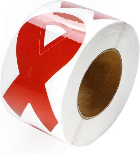 250 calcomanías de concientización en forma de cinta roja para concientización del corazón, SIDA/VIH y recaudación de fondos, perfectas para