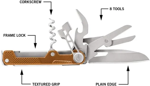 Miniatura 2 de Gerber Gear Armbar Cork, navaja multiherramienta de bolsillo con sacacorchos, naranja