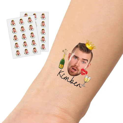 Tatuajes temporales personalizados con foto, suministros de despedida de soltera, tatuajes personalizados cara de novios, tatuajes temporales falsos
