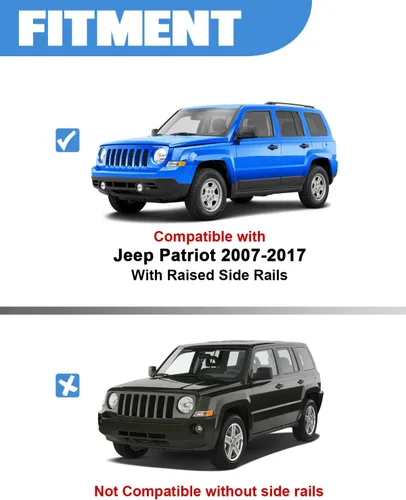 Miniatura 2 de FengYu Barras Transversales para Techo de 220 lb Compatibles con Jeep Patriot 2007-2017 con Riel Lateral Elevado, Barras Transversales de Rieles