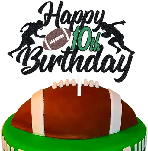 Miniatura 14 de Decoración para pastel de fútbol de 15 años, decoración de fiesta de cumpleaños de 15 años, decoración de pastel de escena de jugador de rugby
