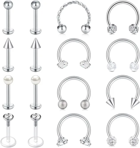 Miniatura 10 de Zolure 16g Anillos de labio de herradura, joyería labret, anillo de barra de labio, anillo de pico, joyería de mordida de serpiente, pendientes