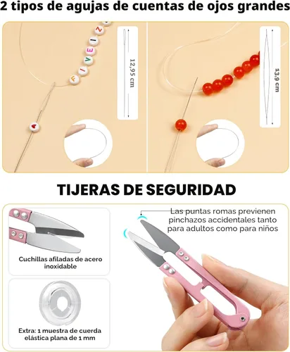 Miniatura 3 de 6 Rollos FIVEIZERO Cordón Elástico para Pulseras, 0.4mm, 0.5mm, 0.6mm, 0.7mm, 0.8mm, 1mm Hilo Elástico Transparente de Cristal para Pulseras