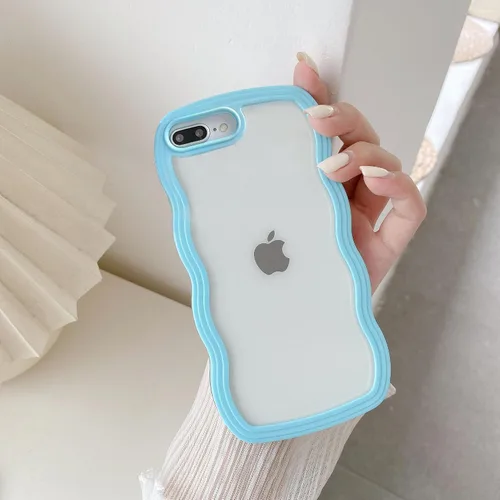 Miniatura 41 de QLTYPRI Funda compatible con iPhone 7/8/SE, bonita funda transparente con marco ondulado rizado para niñas y mujeres, funda protectora de TPU