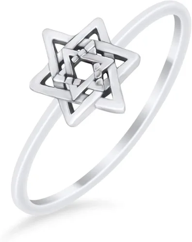Miniatura 2 de Blue Apple Co. Star of David - Anillo de plata de ley 925 maciza, Plata de ley 925