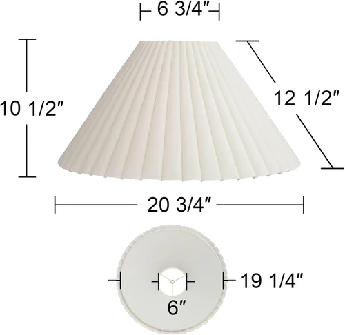 Miniatura 4 de Juego de 2 pantallas de lámpara Box Pleat Empire en blanco antiguo, grandes de 6.75" en la parte superior x 20.75" en la parte inferior x 10.75