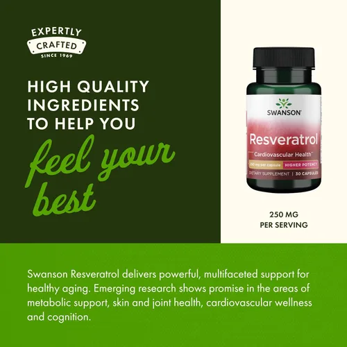 Miniatura 5 de Swanson Resveratrol - Mayor potencia 250 miligramos 30 cápsulas (1 paquete)