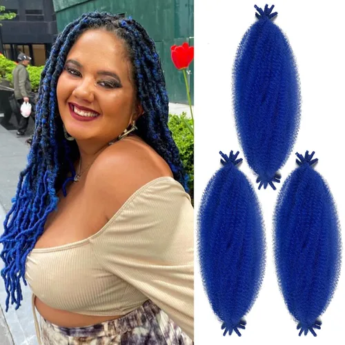 Miniatura 9 de Cabello Afro Twist Elástico de 16 pulgadas, cabello Cuban Twist 30# Marley Twist trenzado, Afro Twist suave, extensiones de cabello sintético rizado