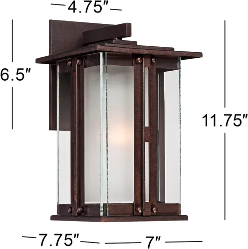Miniatura 2 de Franklin Iron Works Fallbrook - Lámpara de pared rústica de acero bronce de 11 3/4 pulgadas, doble vidrio esmerilado transparente para exteriores