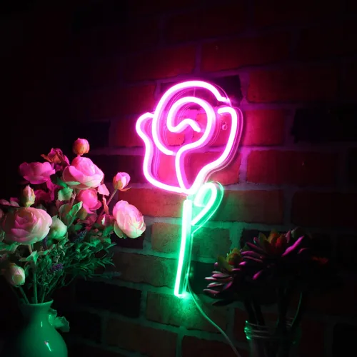 Miniatura 9 de ADVPRO Rose Flower Women Room Decor Flex Silicona LED Neon Sign Verde y Rosa st16s32-fnu0034-gk Verde & Rosa
