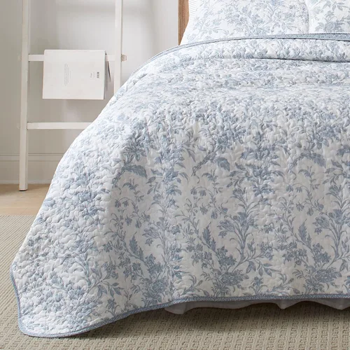 Miniatura 13 de Laura Ashley - Juego de edredón individual, juego de ropa de cama reversible de algodón con funda de almohada adicional, decoración del hogar
