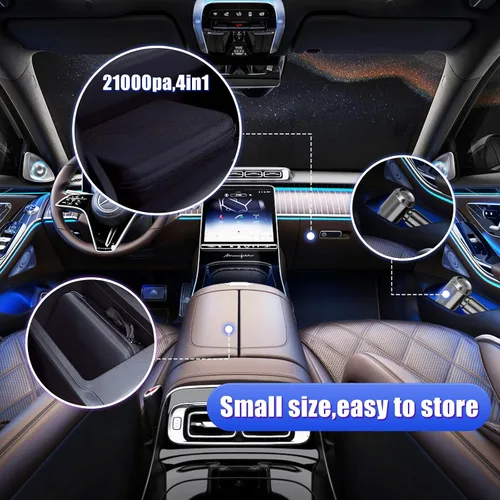 Miniatura 6 de Aspiradora portátil inalámbrica de 22000 PA de alta potencia, mini aspiradora de mano recargable, plegable con motor sin escobillas, bomba de Gris